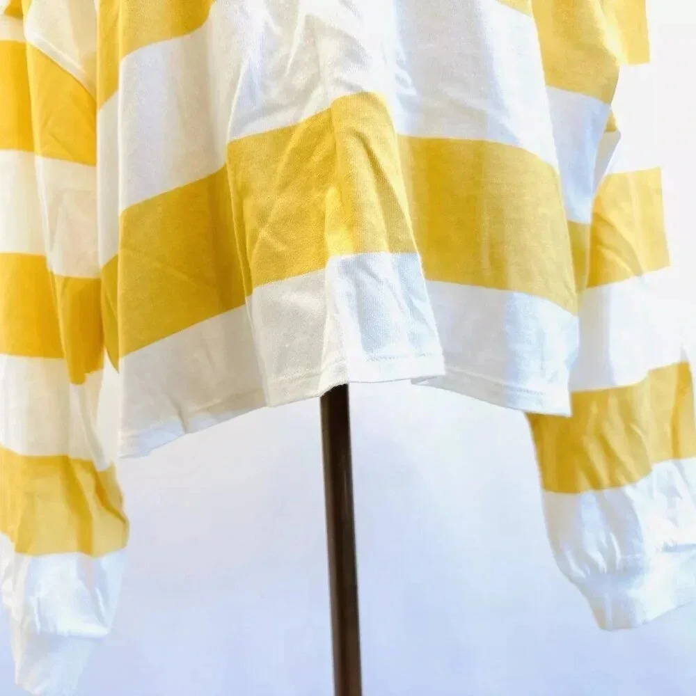 NWT SO Juniors Long Sleeve Pullover Collared Neck Striped Yellow Shirt Size XL - Picture 3 of 12